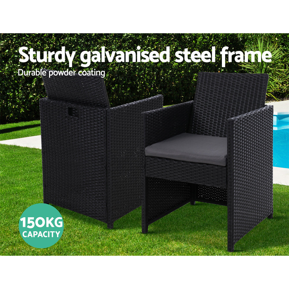 Innisfail 3 Piece Outdoor Bistro Set, Black