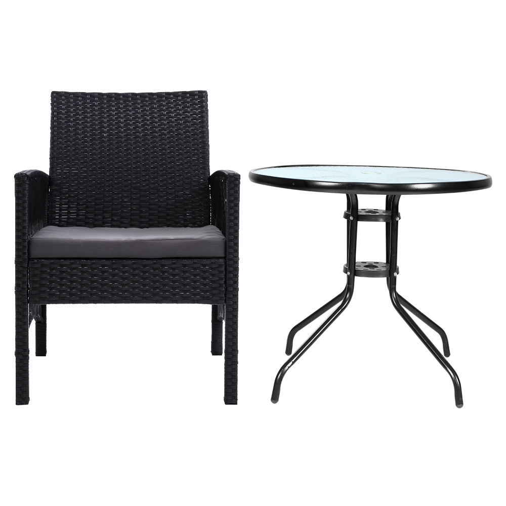 Sandgate 3 Piece Outdoor Dining Set, Black