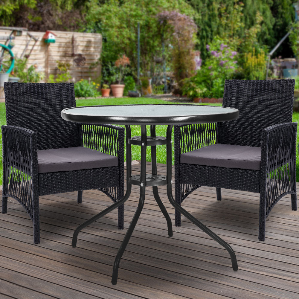 Sandgate 3 Piece Outdoor Dining Set, Black