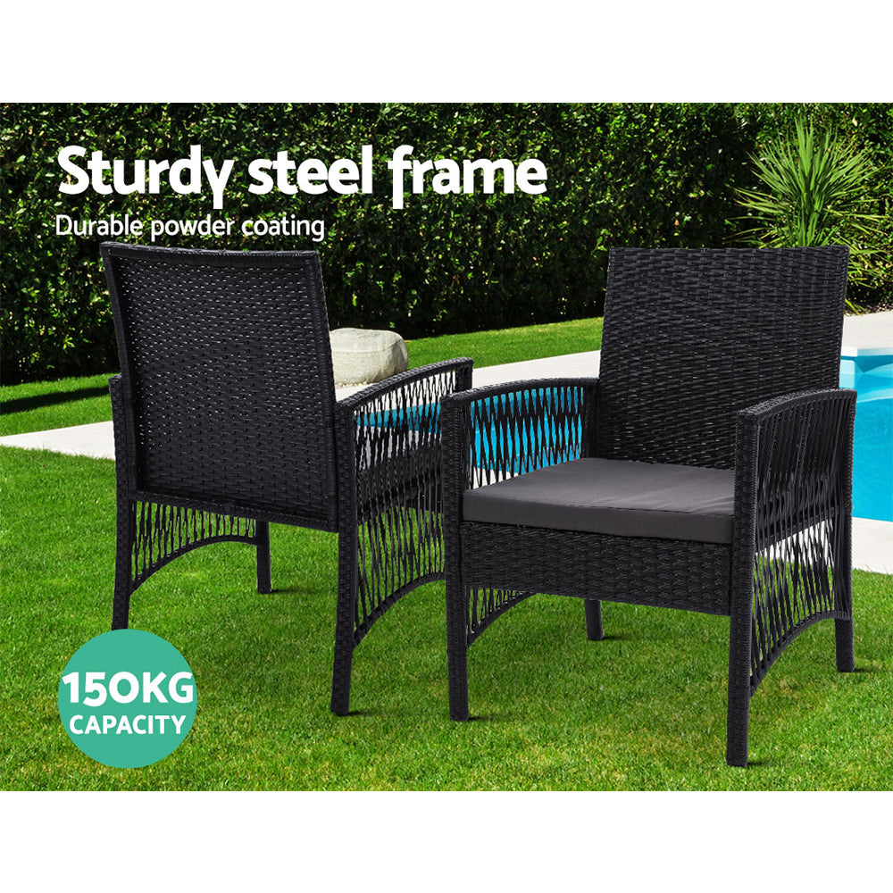 Sandgate 3 Piece Outdoor Dining Set, Black