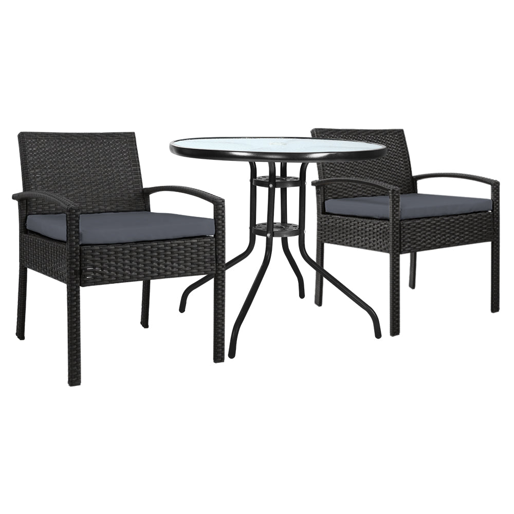 Scarness 3 Piece Bistro Set, Black