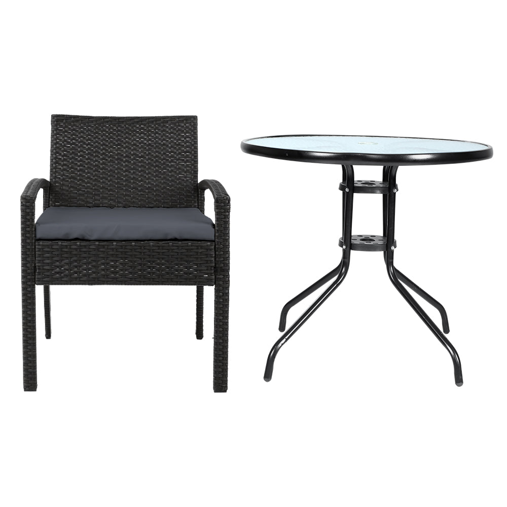 Scarness 3 Piece Bistro Set, Black