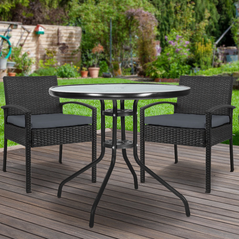 Scarness 3 Piece Bistro Set, Black