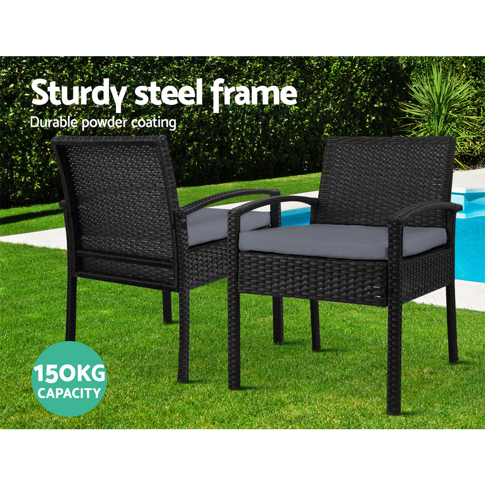 Scarness 3 Piece Bistro Set, Black