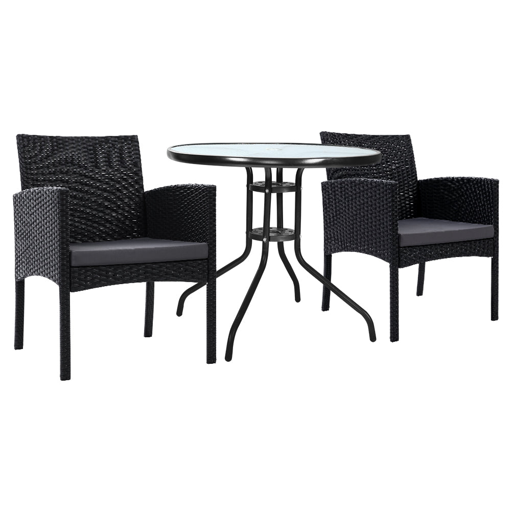 Rollingstone 3 Piece Bistro Set, Black