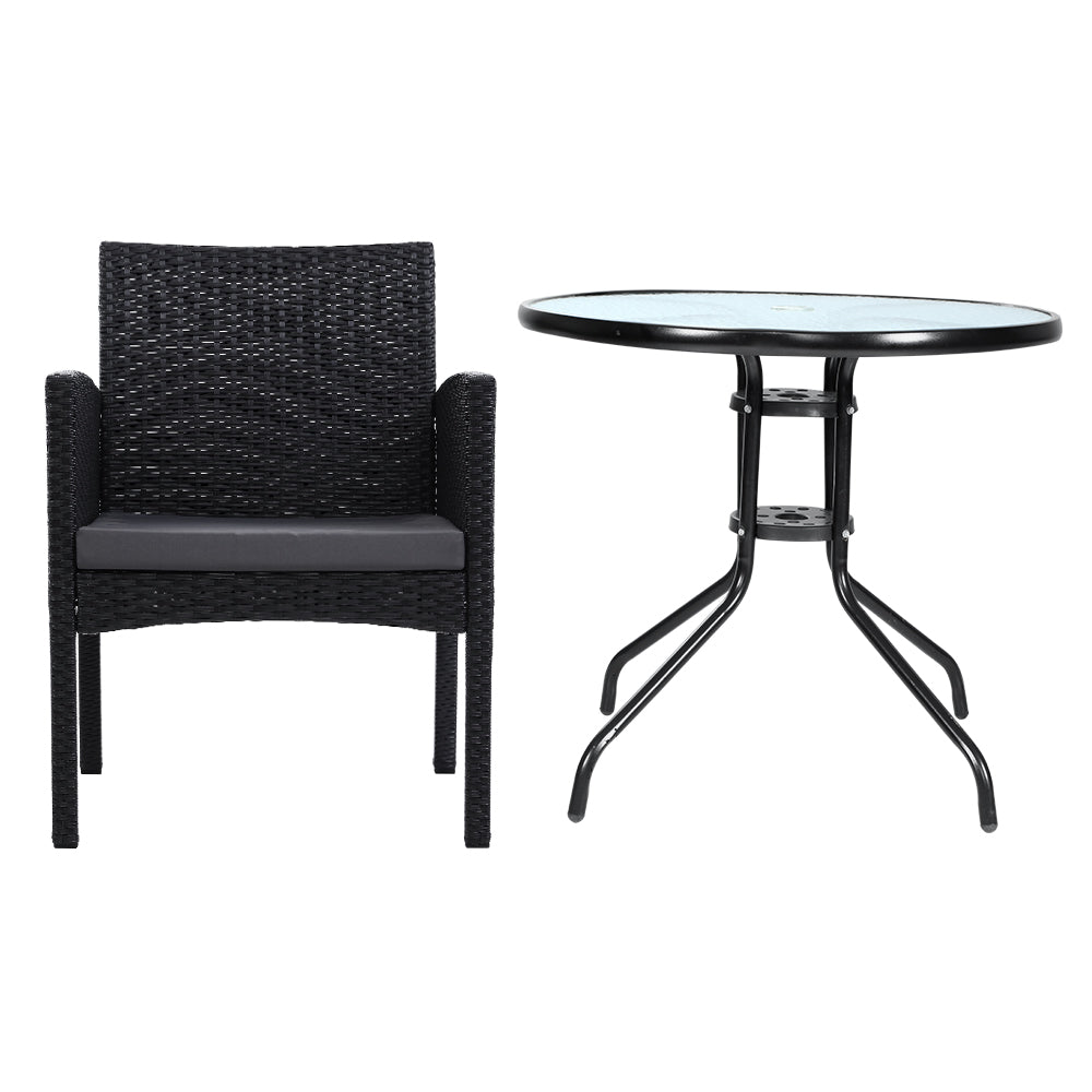 Rollingstone 3 Piece Bistro Set, Black