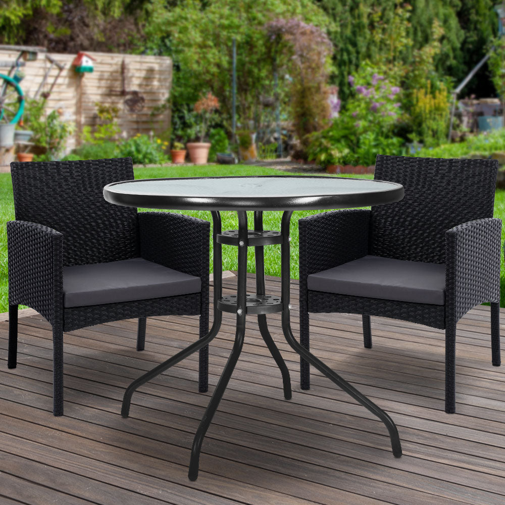 Rollingstone 3 Piece Bistro Set, Black