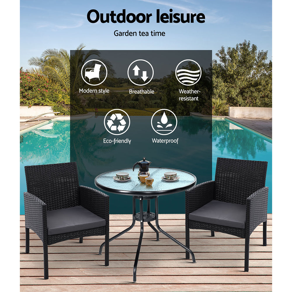 Rollingstone 3 Piece Bistro Set, Black