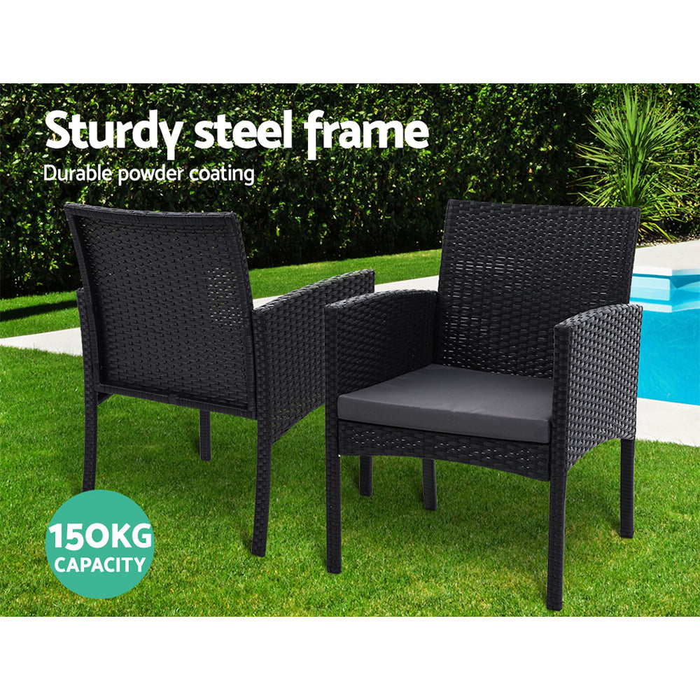 Rollingstone 3 Piece Bistro Set, Black