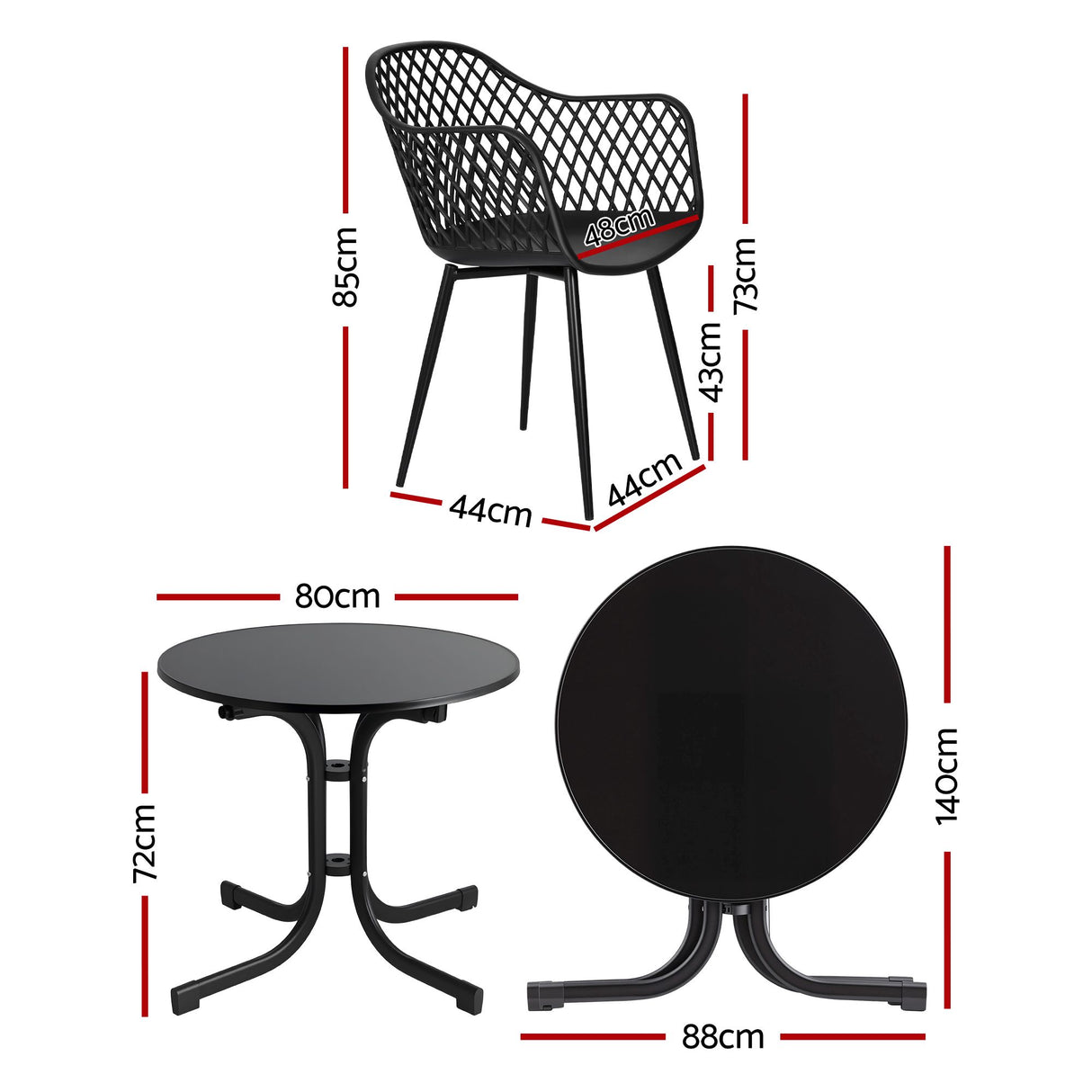 5 Piece Folding Outdoor Dining Set, Black, Diamond Weave Chairs, view 2