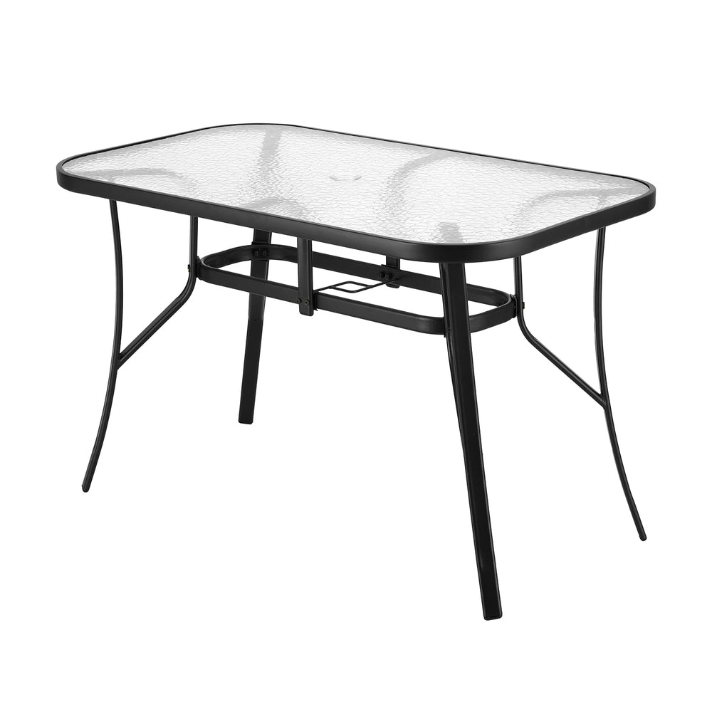 Willunga Tempered Glass Outdoor Dining Table, Black 120cm