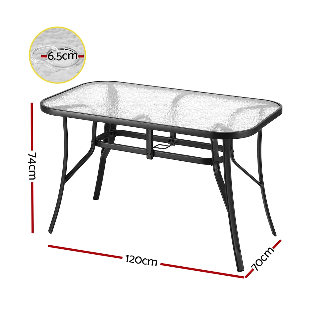 Willunga Tempered Glass Outdoor Dining Table, Black 120cm