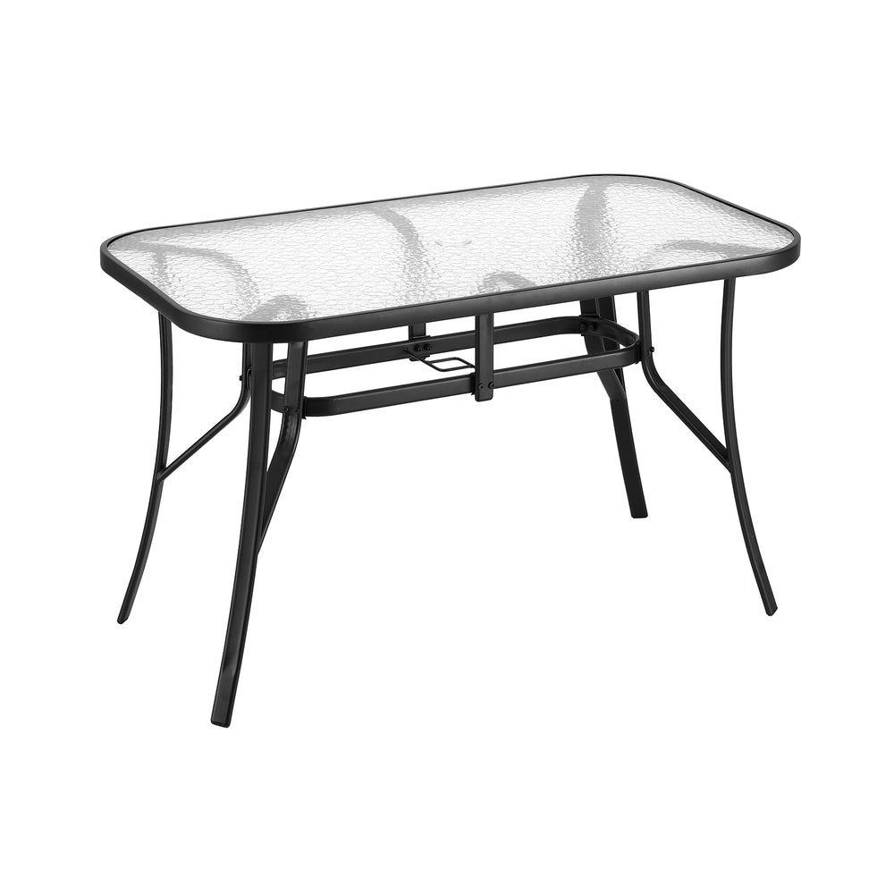 Willunga Tempered Glass Outdoor Dining Table, Black 120cm