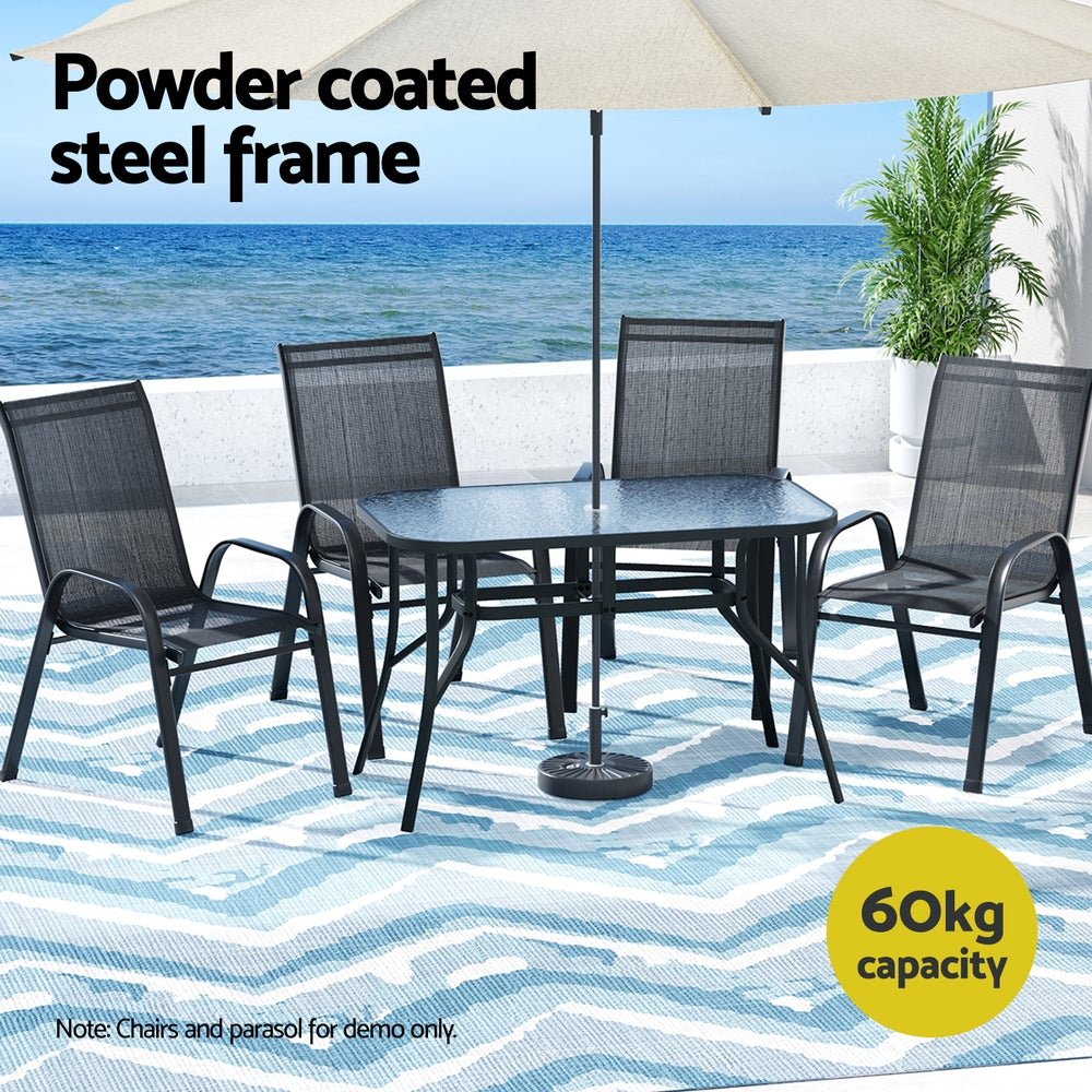 Willunga Tempered Glass Outdoor Dining Table, Black 120cm