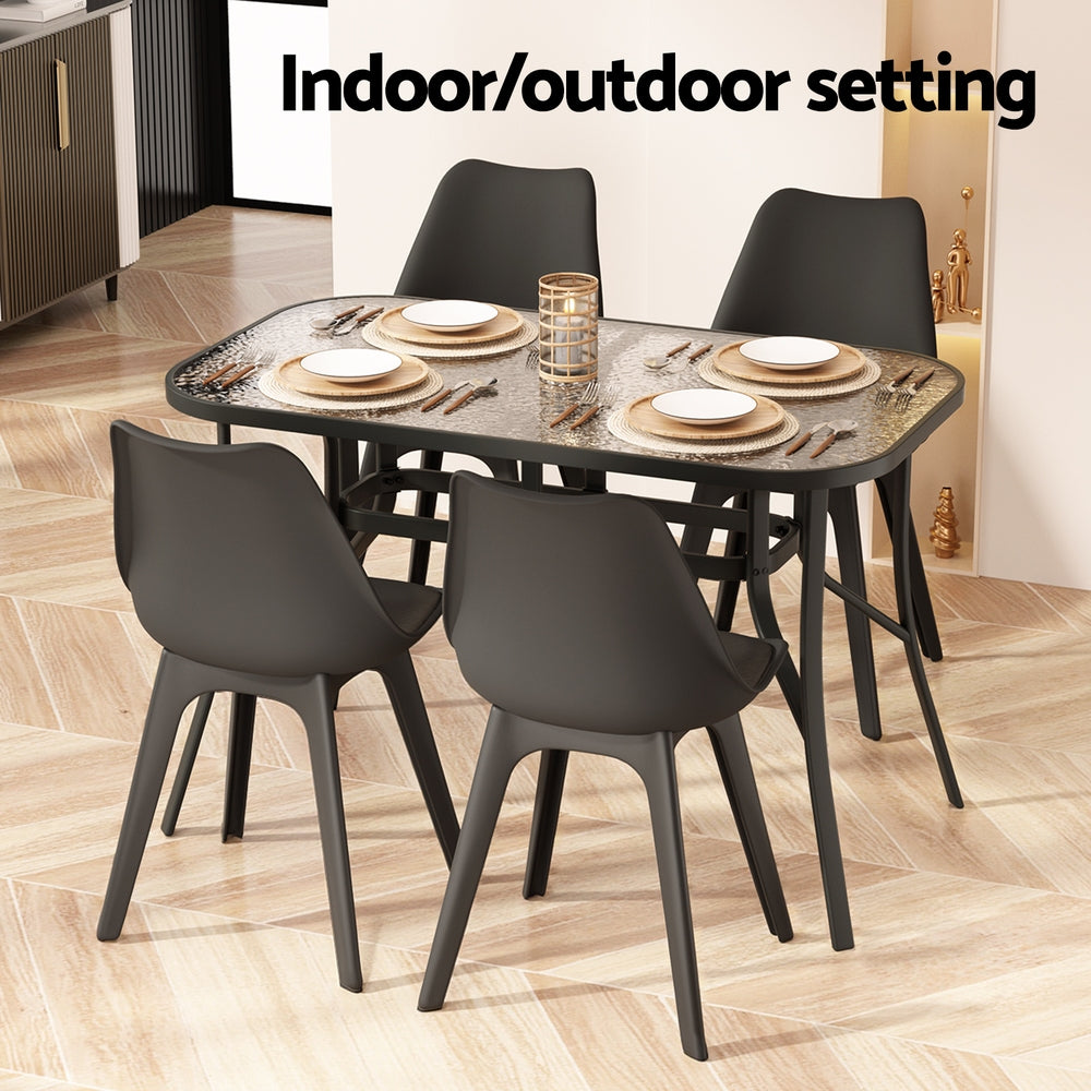 Willunga Tempered Glass Outdoor Dining Table, Black 120cm