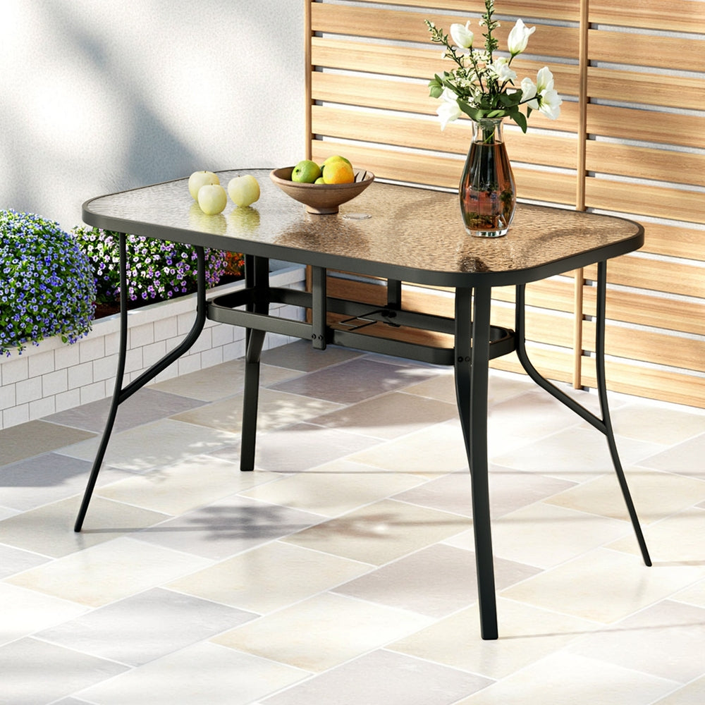 Willunga Tempered Glass Outdoor Dining Table, Black 120cm