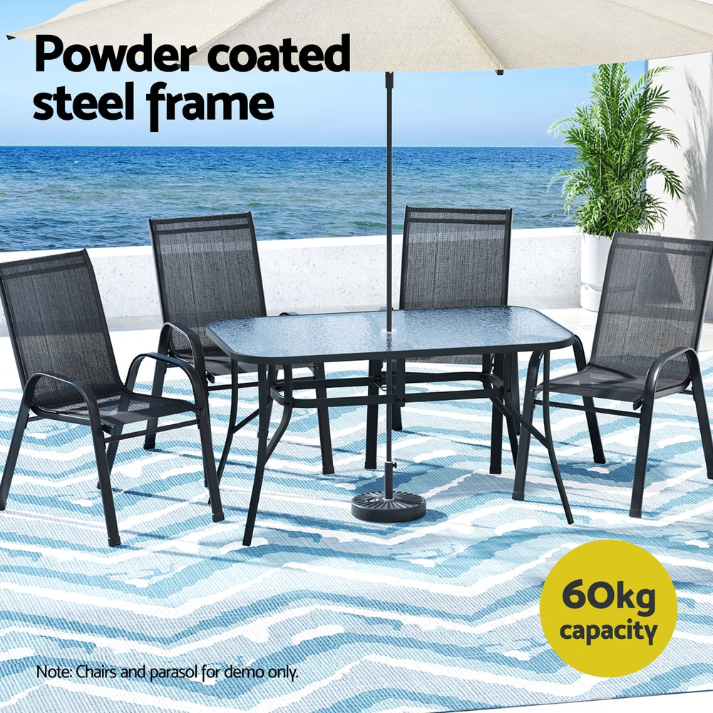 Willunga Tempered Glass Outdoor Dining Table, Black 140cm