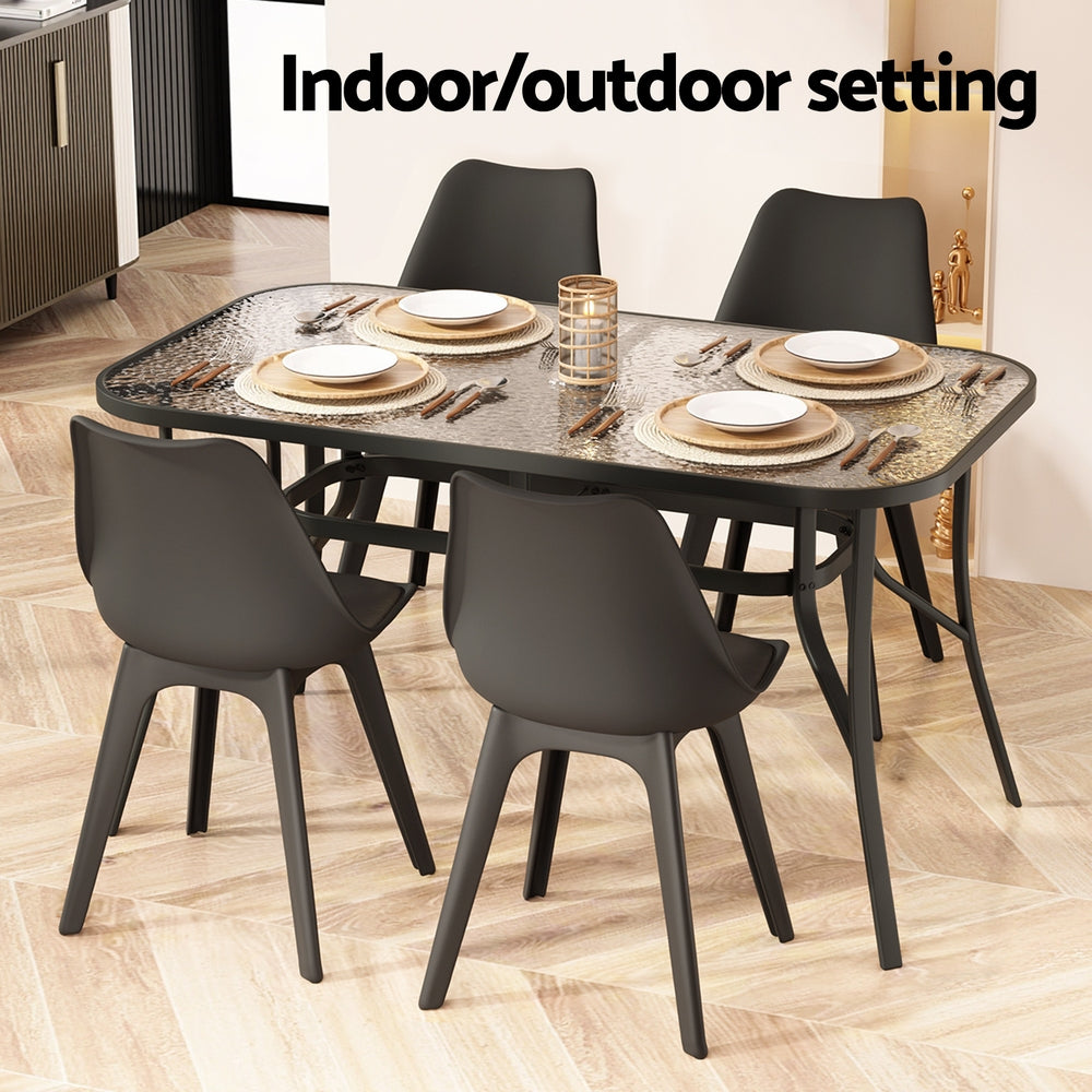 Willunga Tempered Glass Outdoor Dining Table, Black 140cm