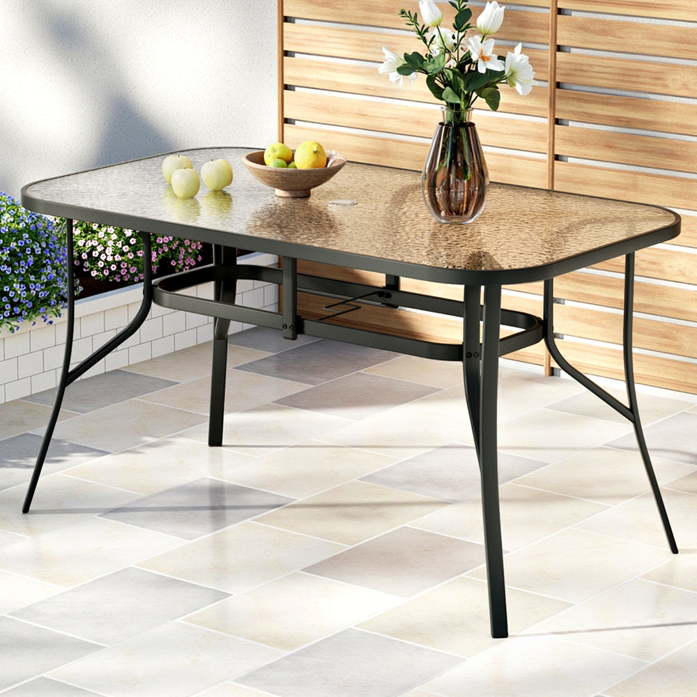 Willunga Tempered Glass Outdoor Dining Table, Black 140cm