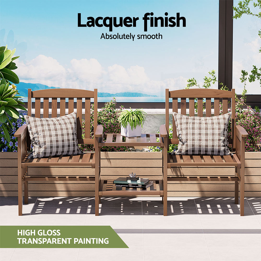 Gardeon Rustic Outdoor Loveseat & Table Set