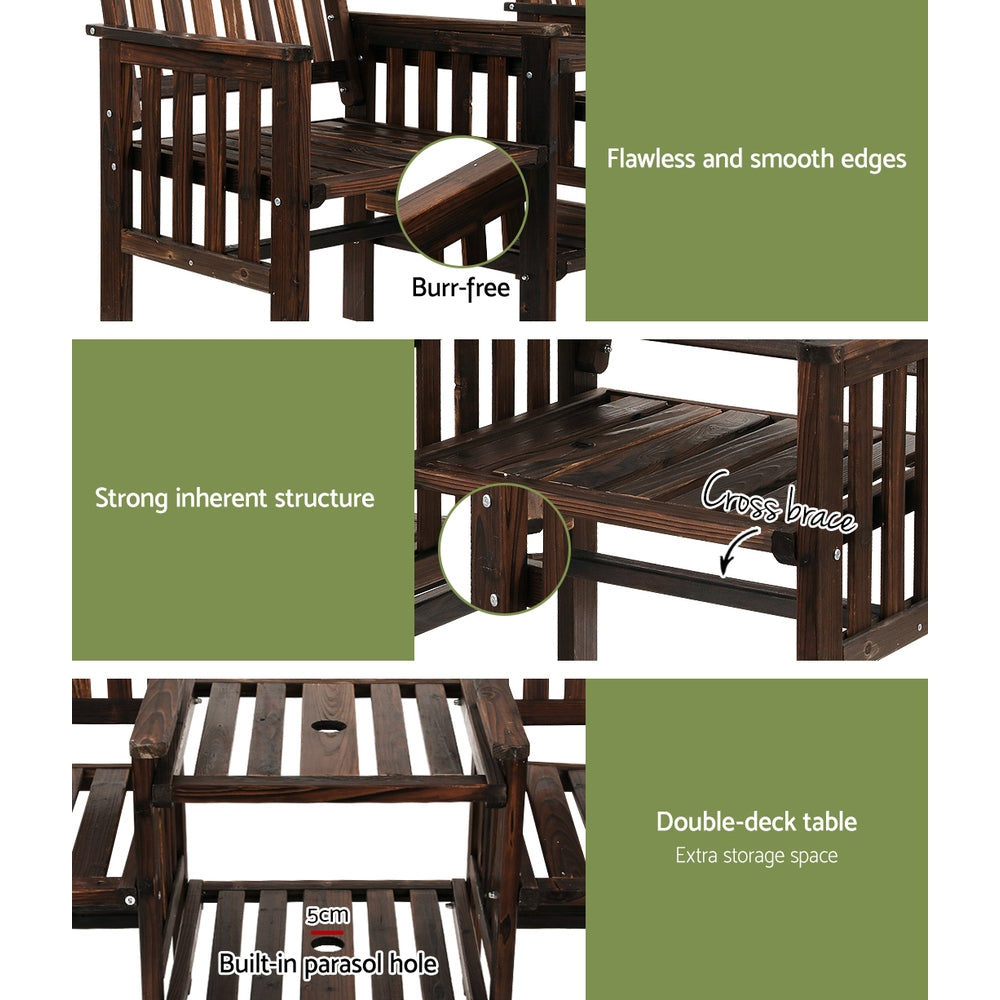 Bonogin Outdoor Loveseat, Charcoal Timber
