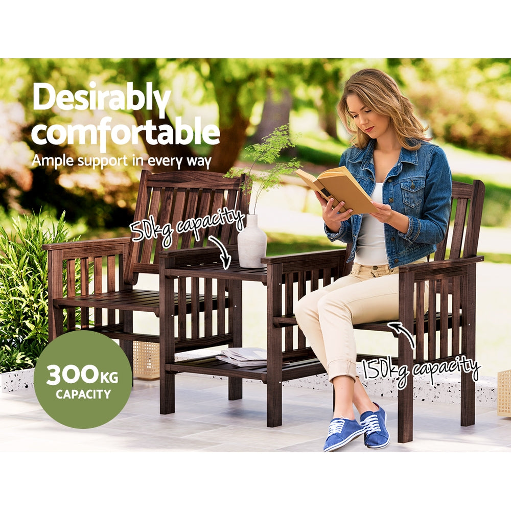 Bonogin Outdoor Loveseat, Charcoal Timber