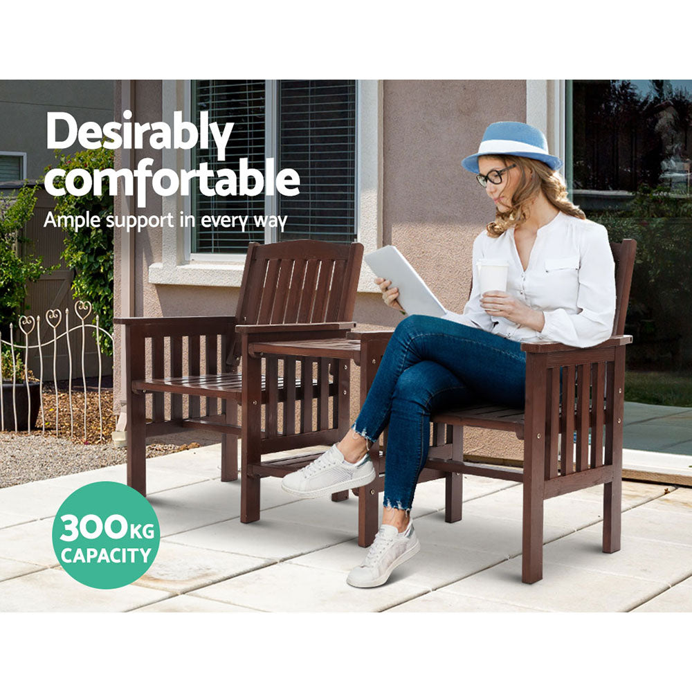 Bonogin Outdoor Loveseat, Charcoal Timber