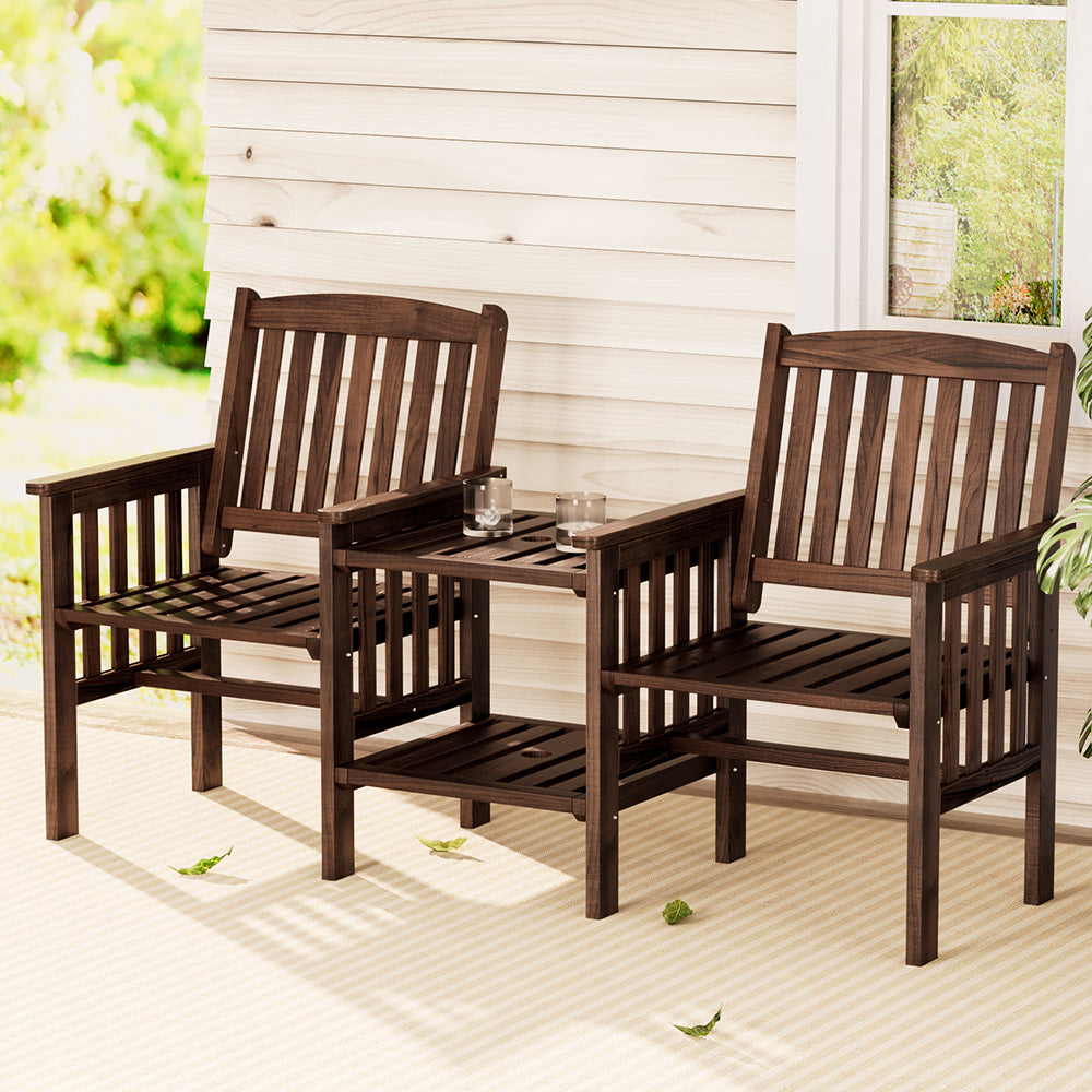 Bonogin charcoal timber outdoor loveseat in an outdoor setting