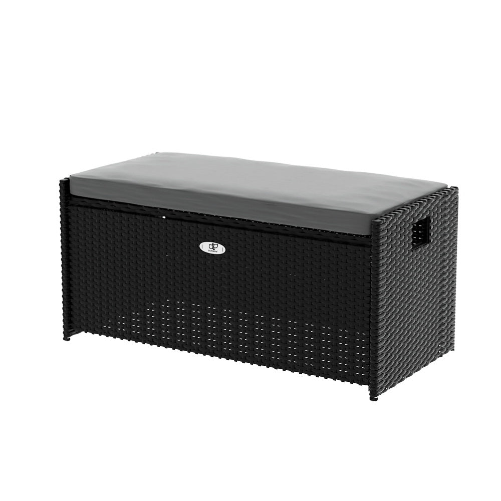 Port Victoria 102L Outdoor Storage Bench Box, Black