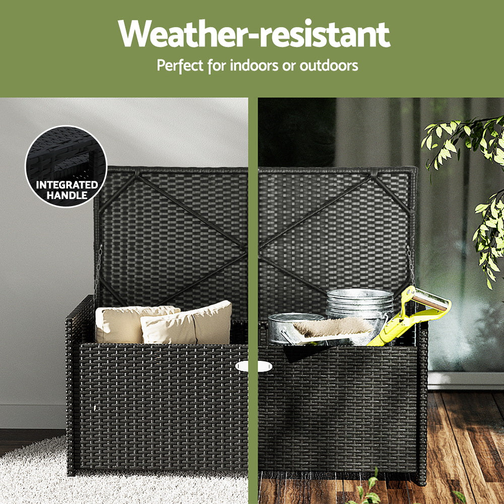 Port Victoria 102L Outdoor Storage Bench Box, Black