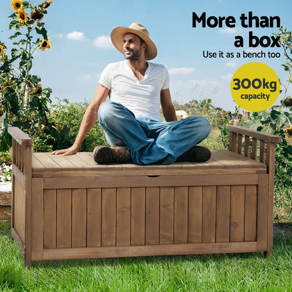Maitland 160L Outdoor Storage Bench Box, Brown