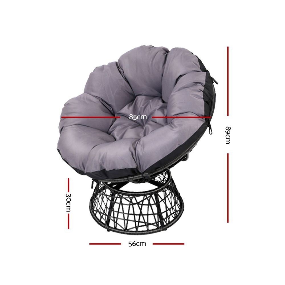 Forrest Beach 2 Piece Papasan Lounge Setting, Black