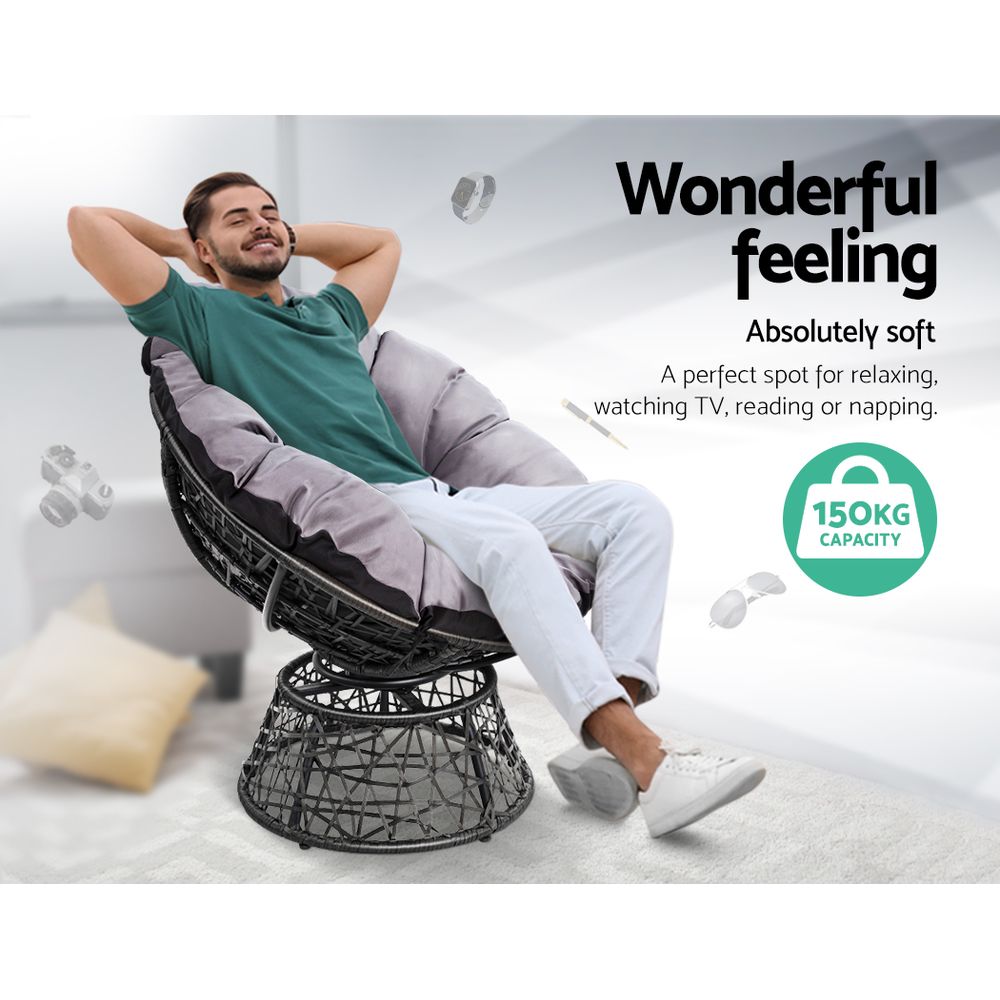 Forrest Beach 2 Piece Papasan Lounge Setting, Black