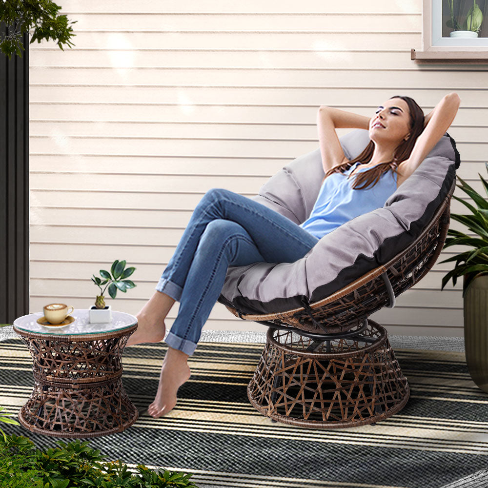 Forrest Beach 2 Piece Papasan Lounge Setting, Brown