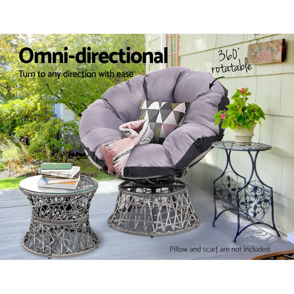 Forrest Beach 2 Piece Papasan Lounge Setting, Grey