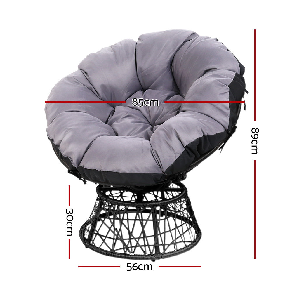 Woombye 3 Piece Papasan Lounge Setting, Black