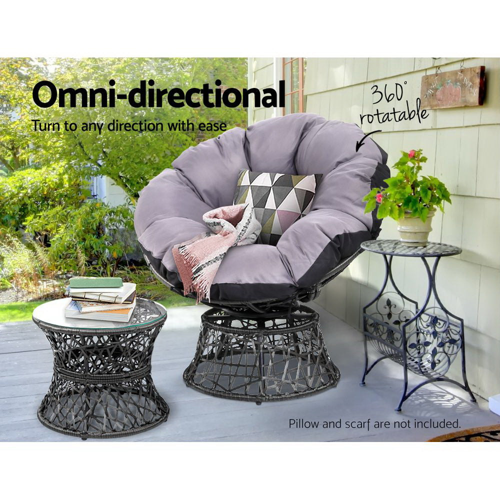 Woombye 3 Piece Papasan Lounge Setting, Black