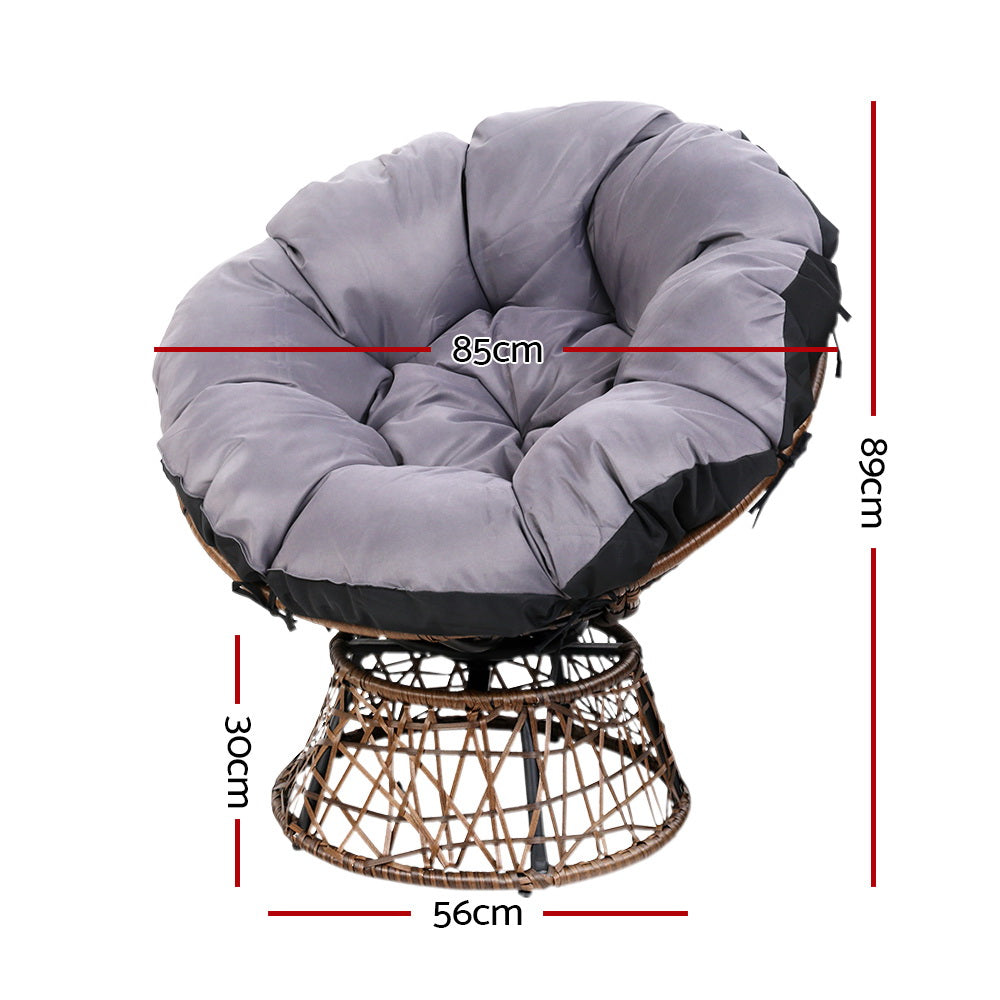 Woombye 3 Piece Papasan Lounge Setting, Brown
