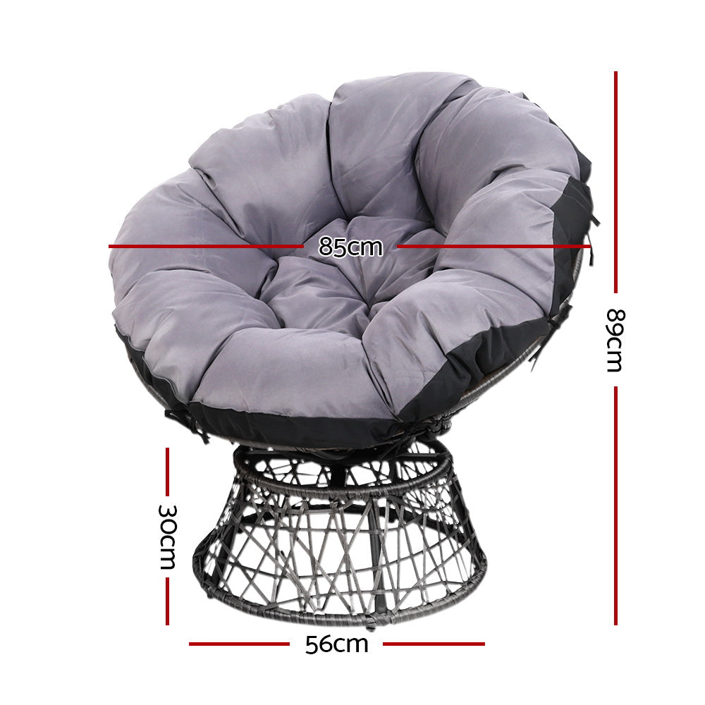 Woombye 3 Piece Papasan Lounge Setting, Grey