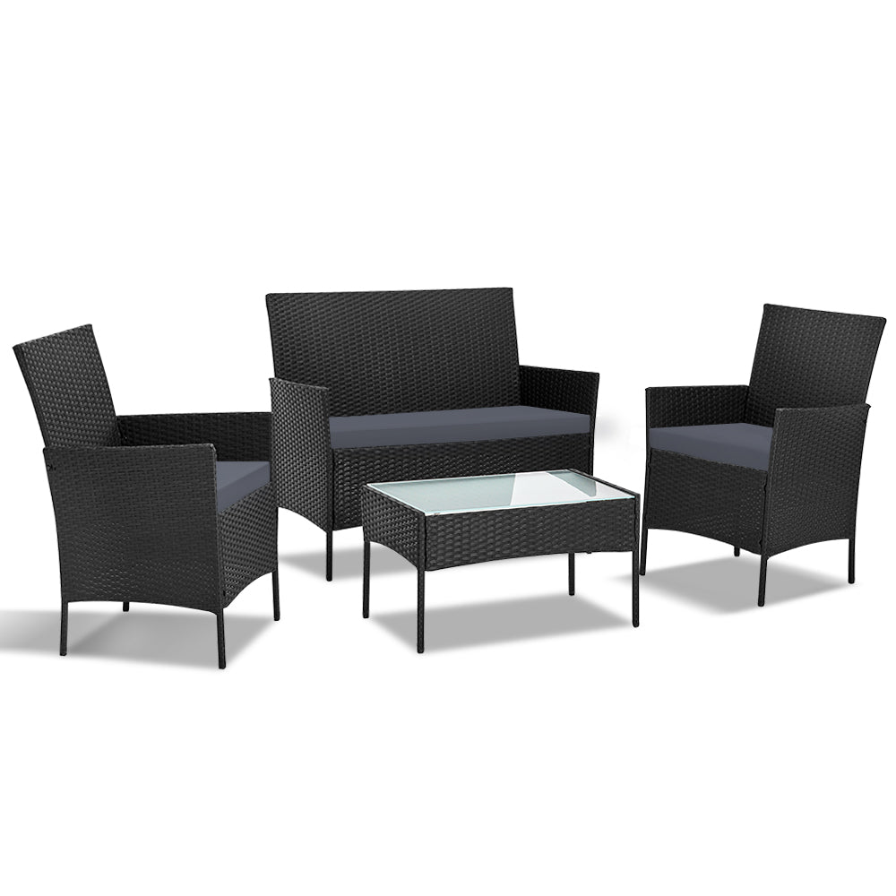 Redland Bay 4 Piece Outdoor Sofa Set, Black