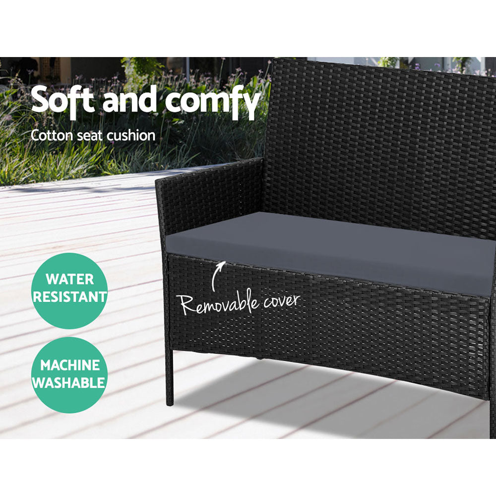 Redland Bay 4 Piece Outdoor Sofa Set, Black
