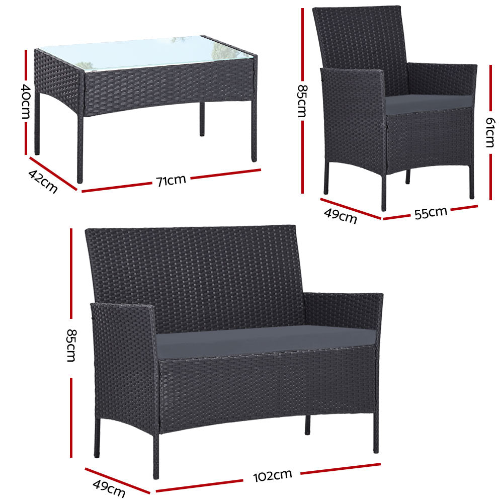 Redland Bay 4 Piece Outdoor Sofa Set, Dark Grey