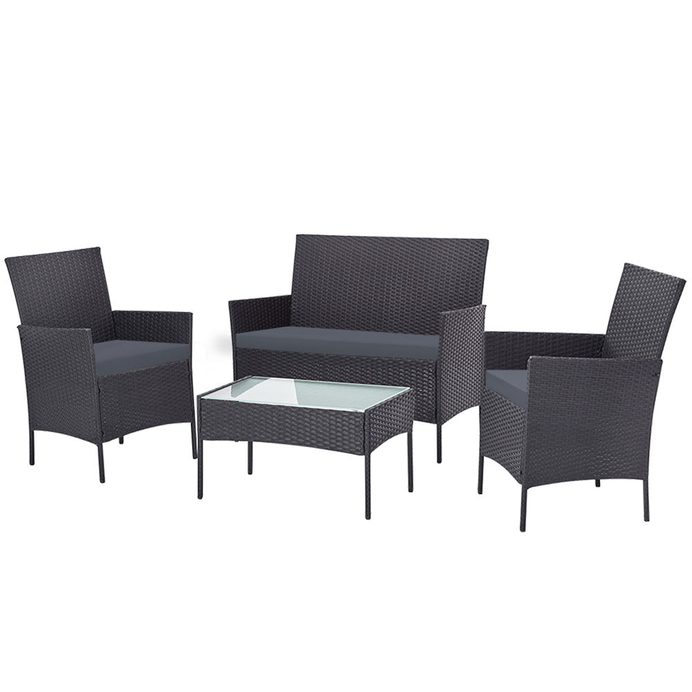 Redland Bay 4 Piece Outdoor Sofa Set, Dark Grey with Storage Cover