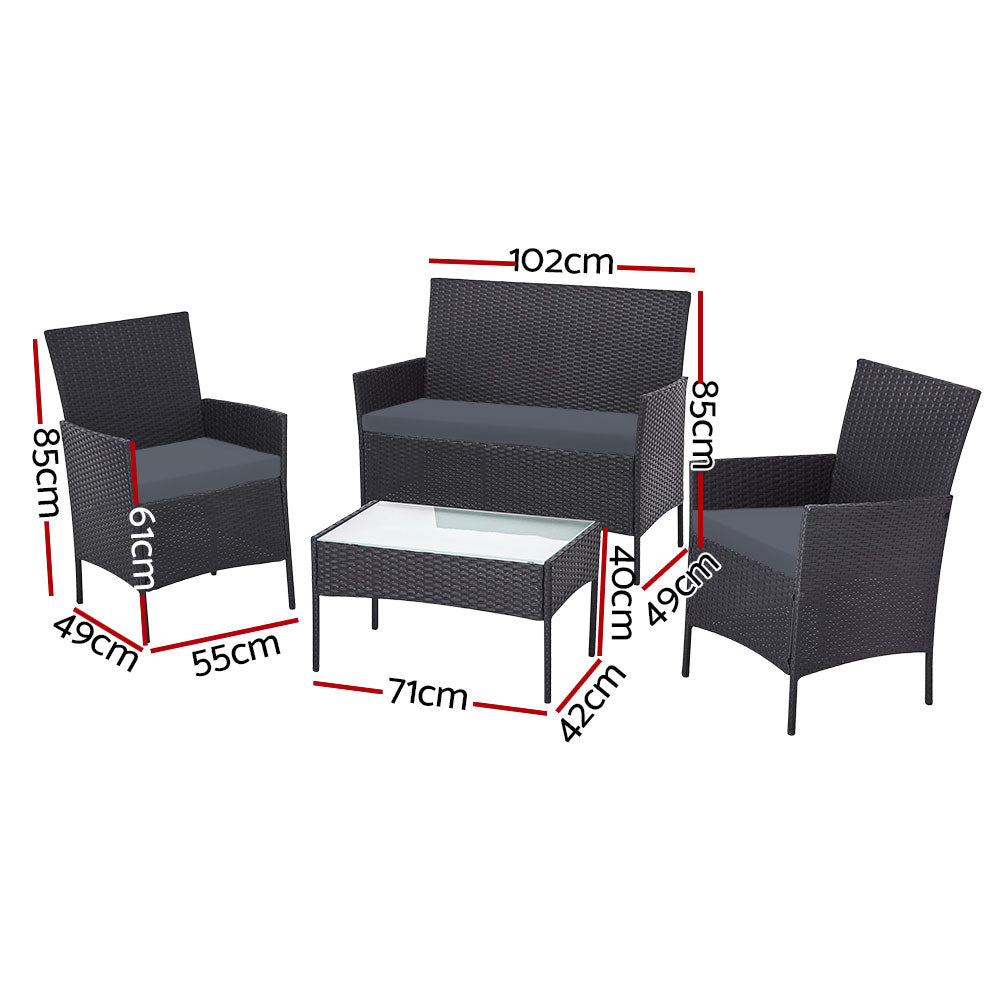 Redland Bay 4 Piece Outdoor Sofa Set, Dark Grey with Storage Cover