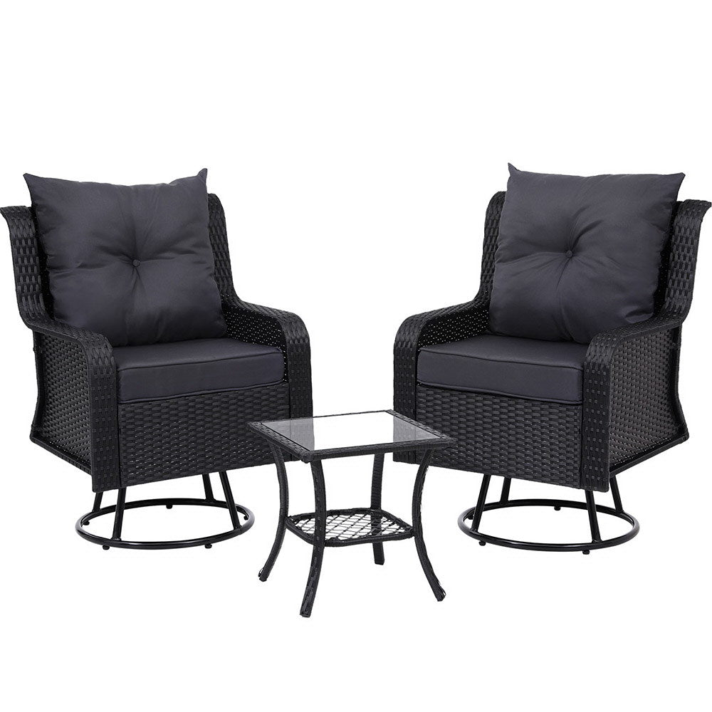 Horseshoe Bay 3 Piece Bistro Set, Black