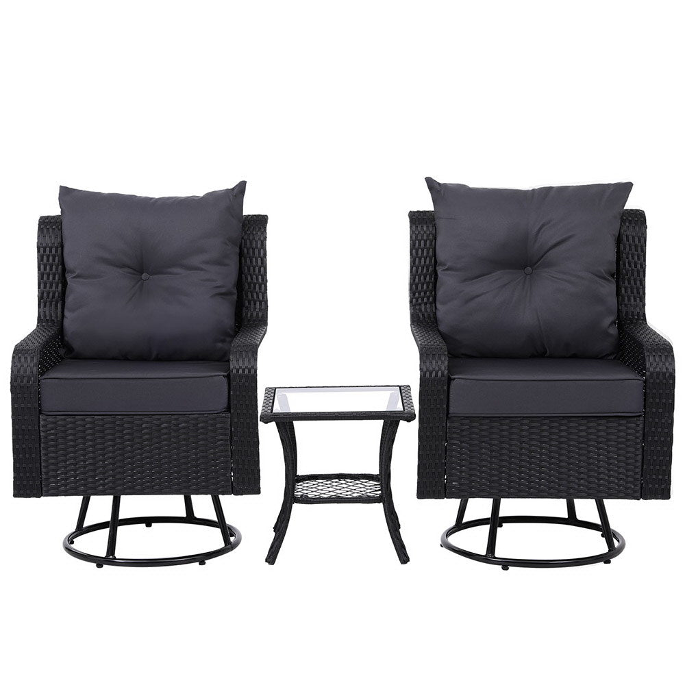 Horseshoe Bay 3 Piece Bistro Set, Black