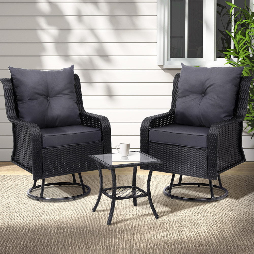 Horseshoe Bay 3 Piece Bistro Set, Black