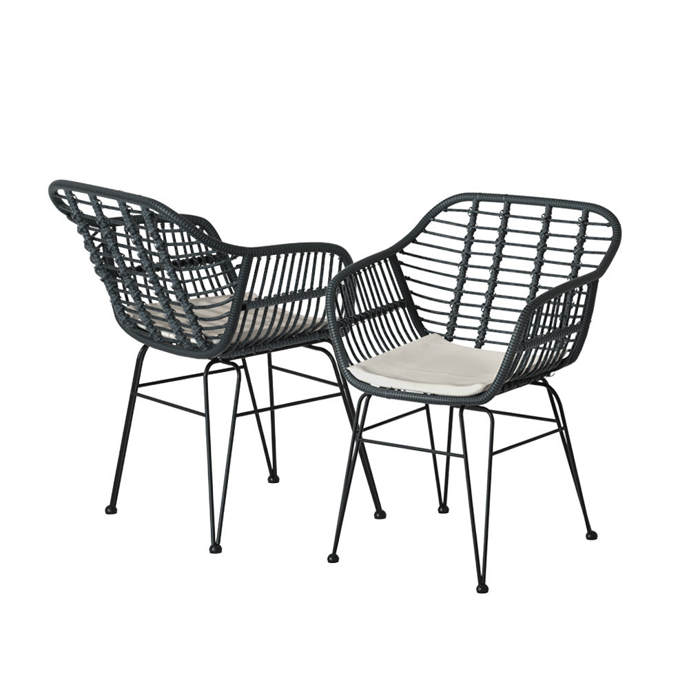 Helensvale 3 Piece Outdoor Lounge Set, Grey Wicker