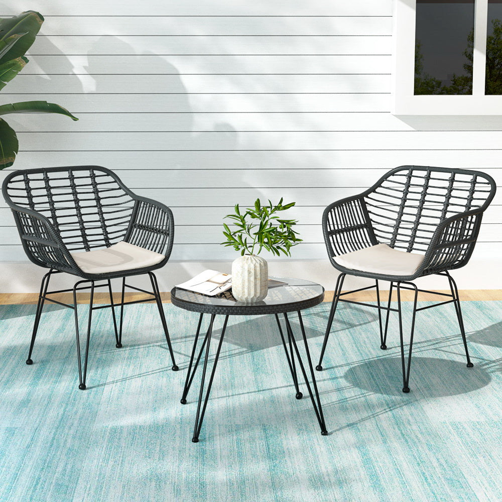 Helensvale grey wicker outdoor lounge set in an outdoor setting