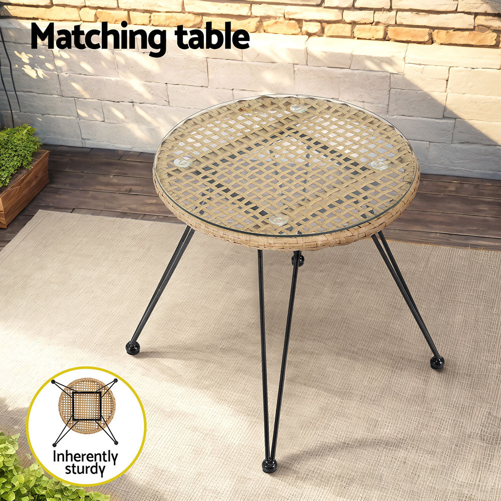 Helensvale 3 Piece Outdoor Lounge Set, Natural Wicker